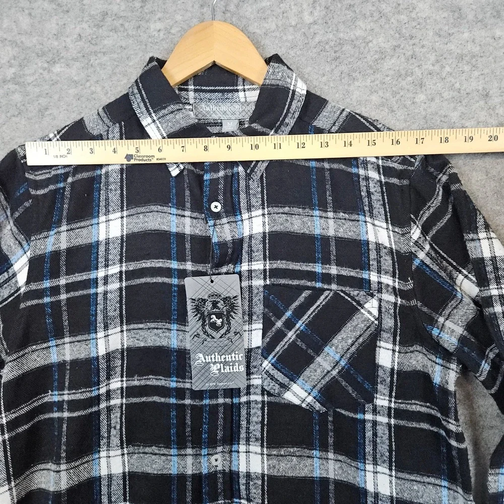 Authentic Plaids Men's NEW NWT Flannel Shirt Size M Cotton/Poly Black‎ & White
